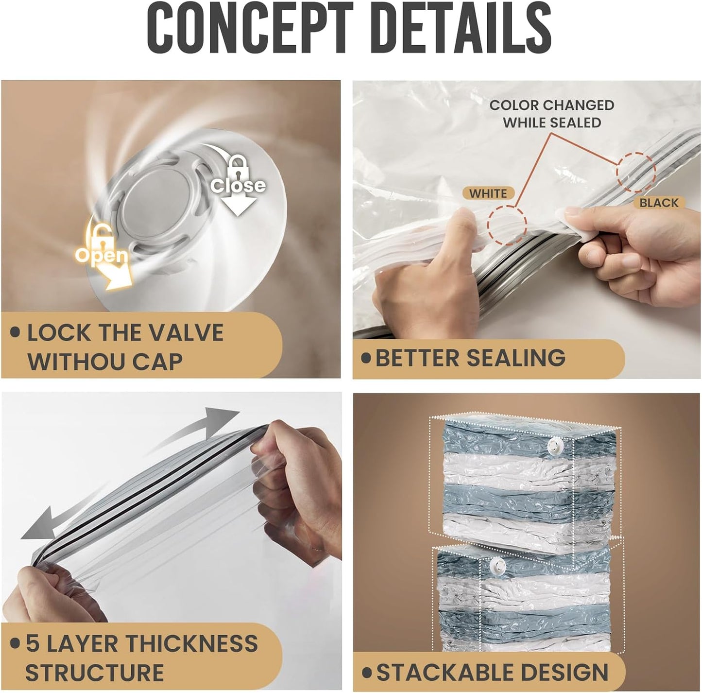 TAILI 8 Pack Vacuum Storage Bags, Jumbo Cube (31x40x15 Inch), Extra Large Vacuum Seal Bags for Comforters, Blankets, Bedding, Clothes, Closet Organization Space Saving, Clear