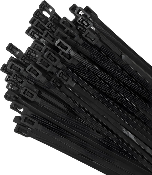 100 Count 10 Inch Reusable Cable Ties Black – Heavy Duty Releasable Zip Ties, 36 LBS for Electronics, Gardening, and Multi-Purpose Bundling