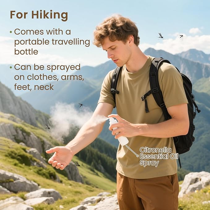 HIQILI 100ML Citronella Oil for Homemade Sprays, Add to Diffuser, 100% Pure and Natural Undiluted 3.38 Fl Oz