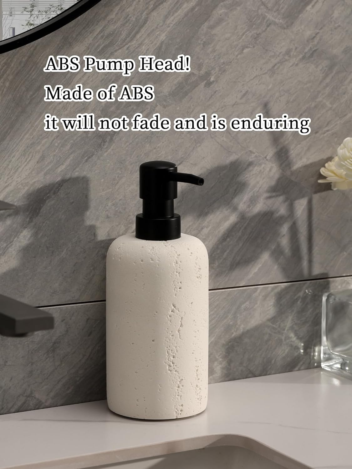 Soap Dispensers 400mL 13.5 OZ, 2 PCS Luxurious Hand Dish Lotion Shampoo Soap Dispenser Jar, Travertine Soap Bottles Rustproof Pump for Kitchen Bathroom Countertop