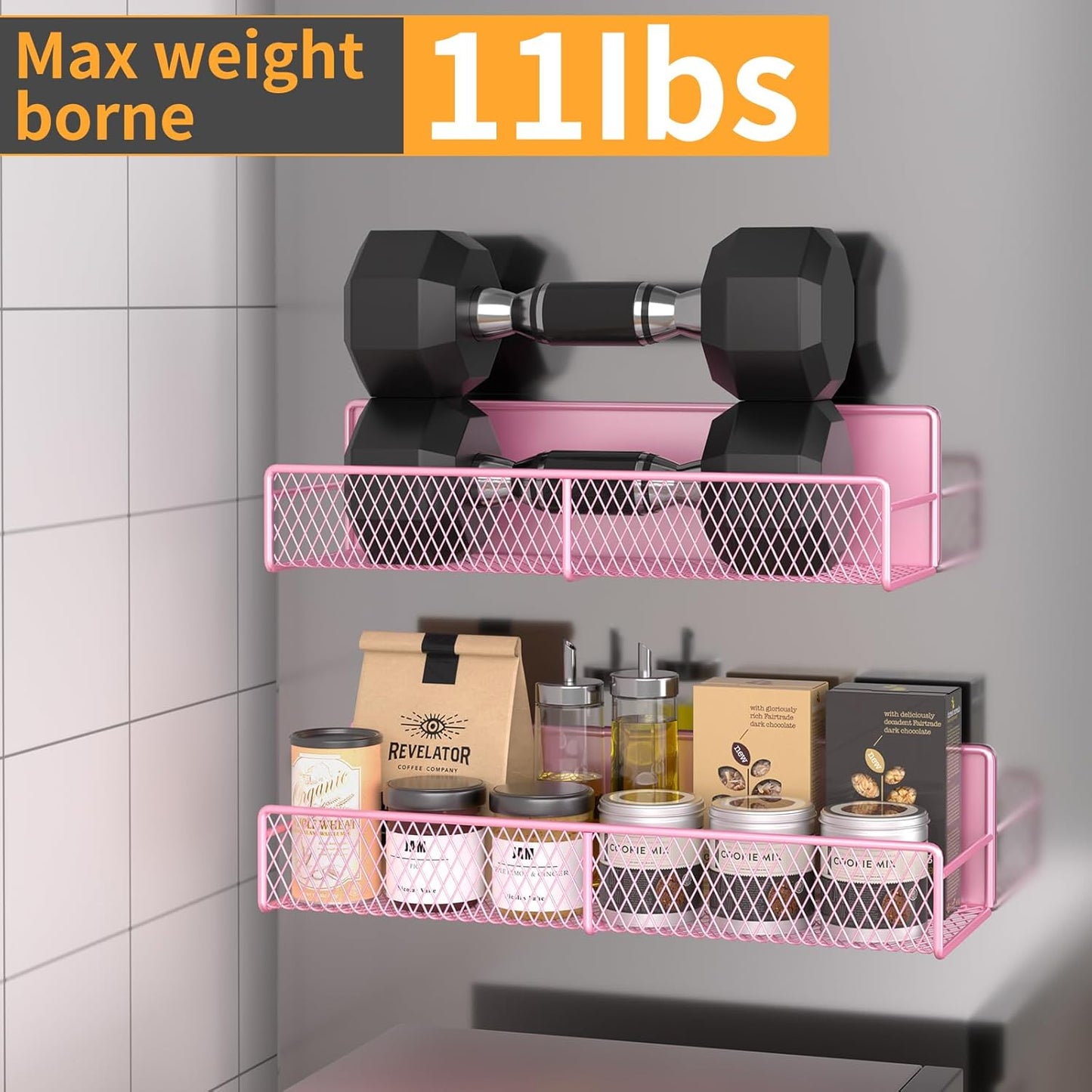 6-Pack Magnetic Shelves for Washing Machine & Refrigerator, Heavy-Duty Laundry Organizer with Hanger Holder & Deep Baskets, Metal Storage System for Laundry Room (Pink)