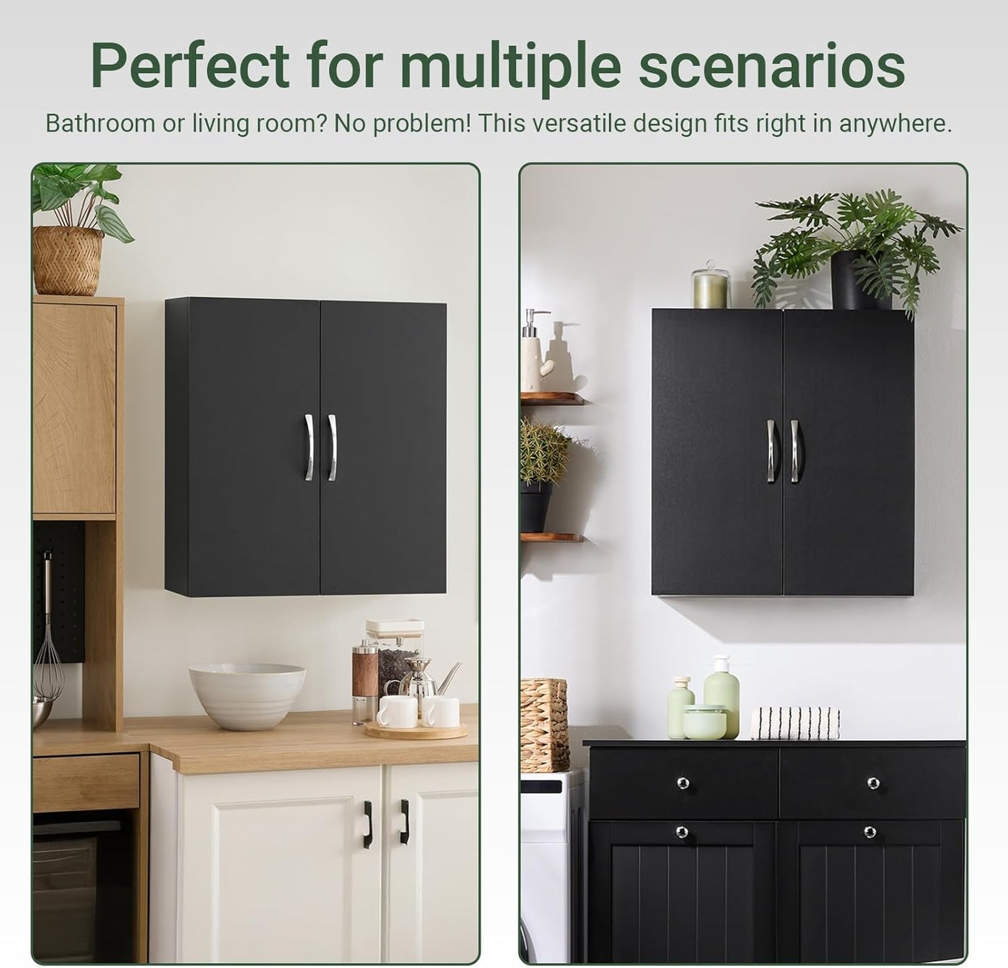 SoBuy Black Bathroom Wall Cabinet, Over The Toilet Storage Cabinet, Small Wall Mounted Medicine Cabinet with Adjustable Shelf, Narrow Floating Cabinet for Laundry Room Kitchen Entryway, BZR200-T-SCH