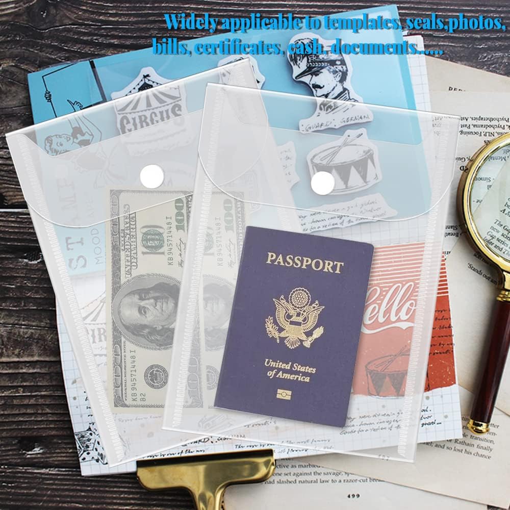Vmiapxo 40 Pack Stamp and Die Storage Pockets, Reusable Small Plastic Envelopes Waterproof Sticker Organizer Receipt Holder Photo Storage Folders (5" x 7")