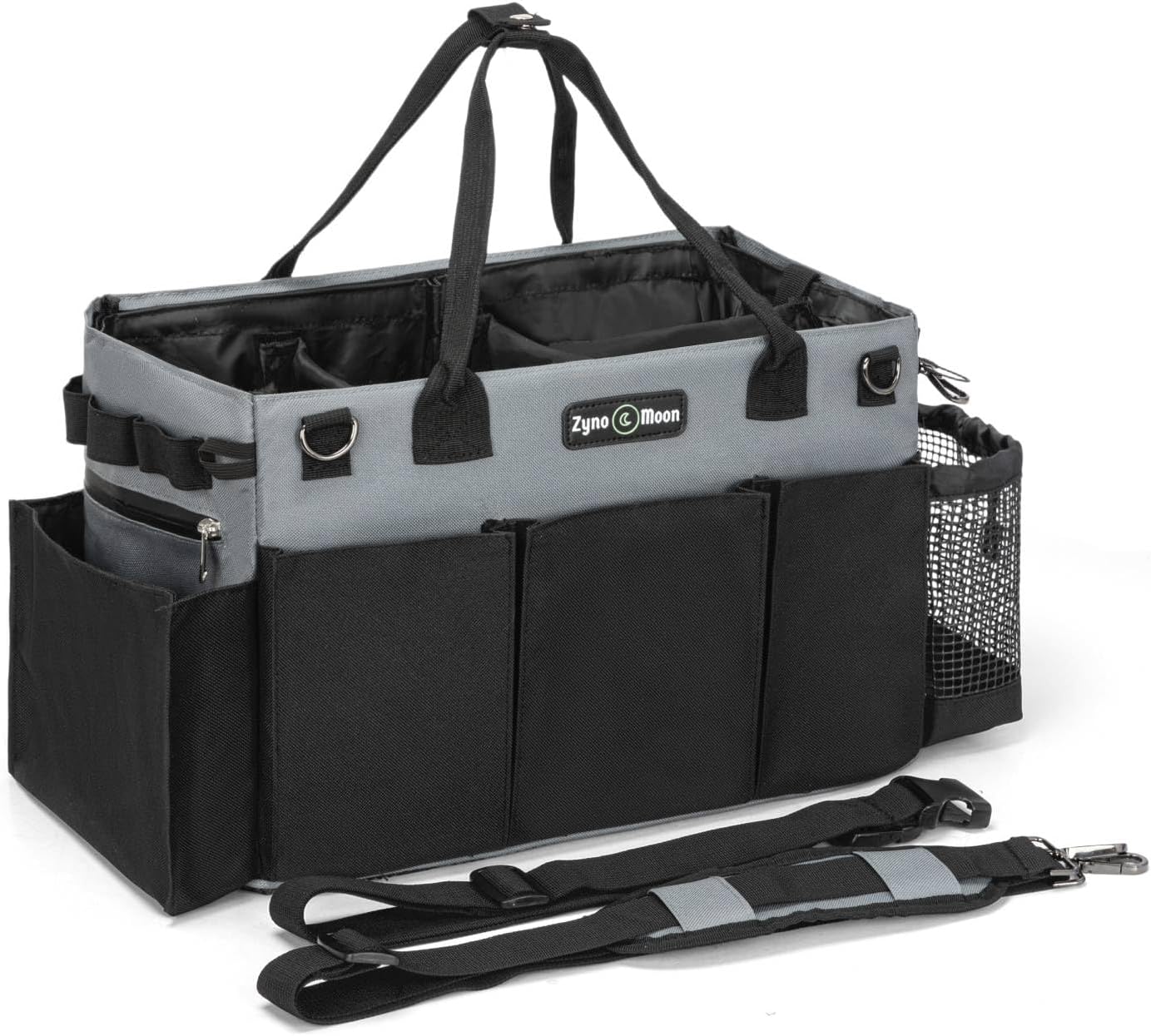 Wearable Cleaning Caddy – Portable Detailing Organizer with Spill-Proof Liner, Straps & Handles – Large Tote for Cleaning Pros, Auto Detailers, and Housekeepers – Black/Gray