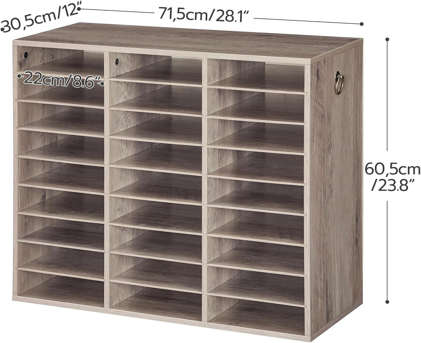 HOOBRO Literature Organizer, 27 Compartments Wooden Mail Organizer, Countertop Literature Sorter with Adjustable Shelves for Home, Office, School, Student Mailbox for Classroom, Greige BG27WF01