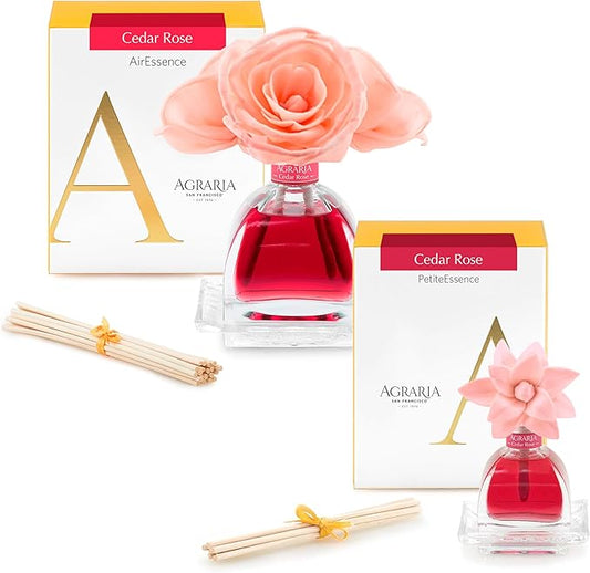 AGRARIA AirEssence & PetiteEssence Flower and Reed Diffuser Set, Luxury Home Fragrance Set, Scented Oil Reed Diffuser Gift for All Occasions