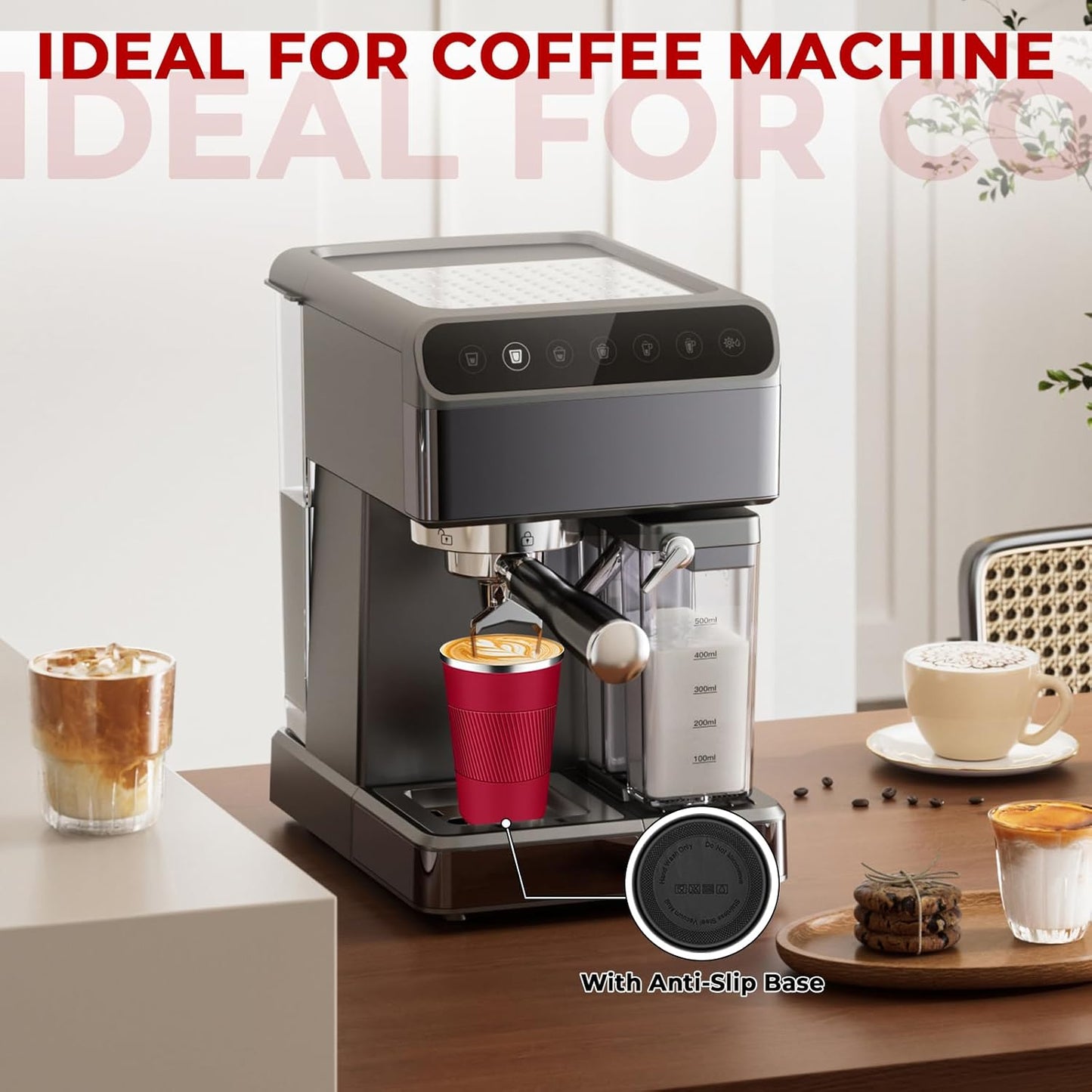 Insulated Coffee Tumbler 17 oz, Stainless Steel Coffee Mug with Lids, Travel Coffee Mug Leak Proof, Double Wall Vacuum Insulated Reusable Iced Coffee Cup, Keep Drinks Hot and Cold (Red, 17 Ounces)