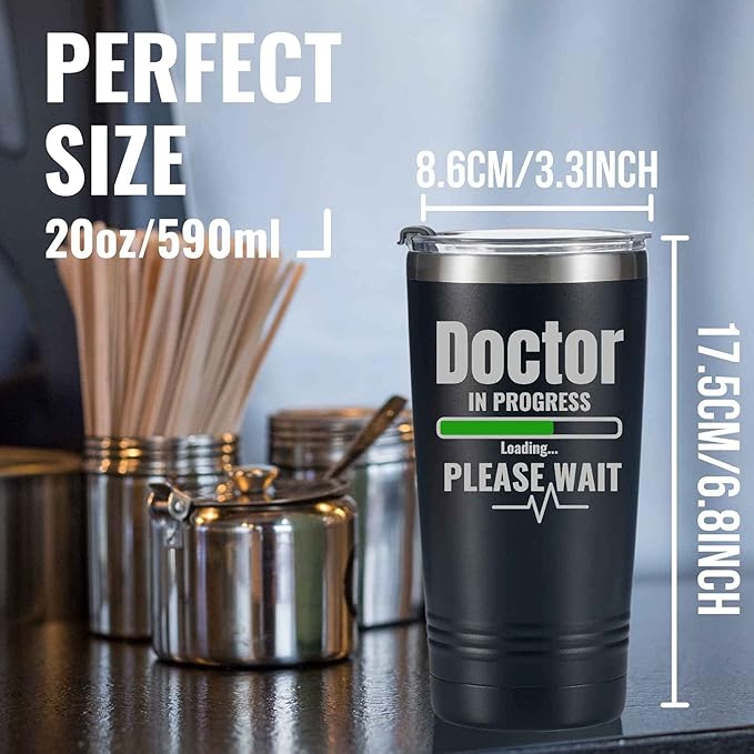 Onebttl Doctor Gifts for Med School Students, Doctor in Progress, Graduation Gifts, 20oz Engraved Stainless Steel Insulated Travel Mug, Perfect Idea for Graduation, Birthday, Christmas