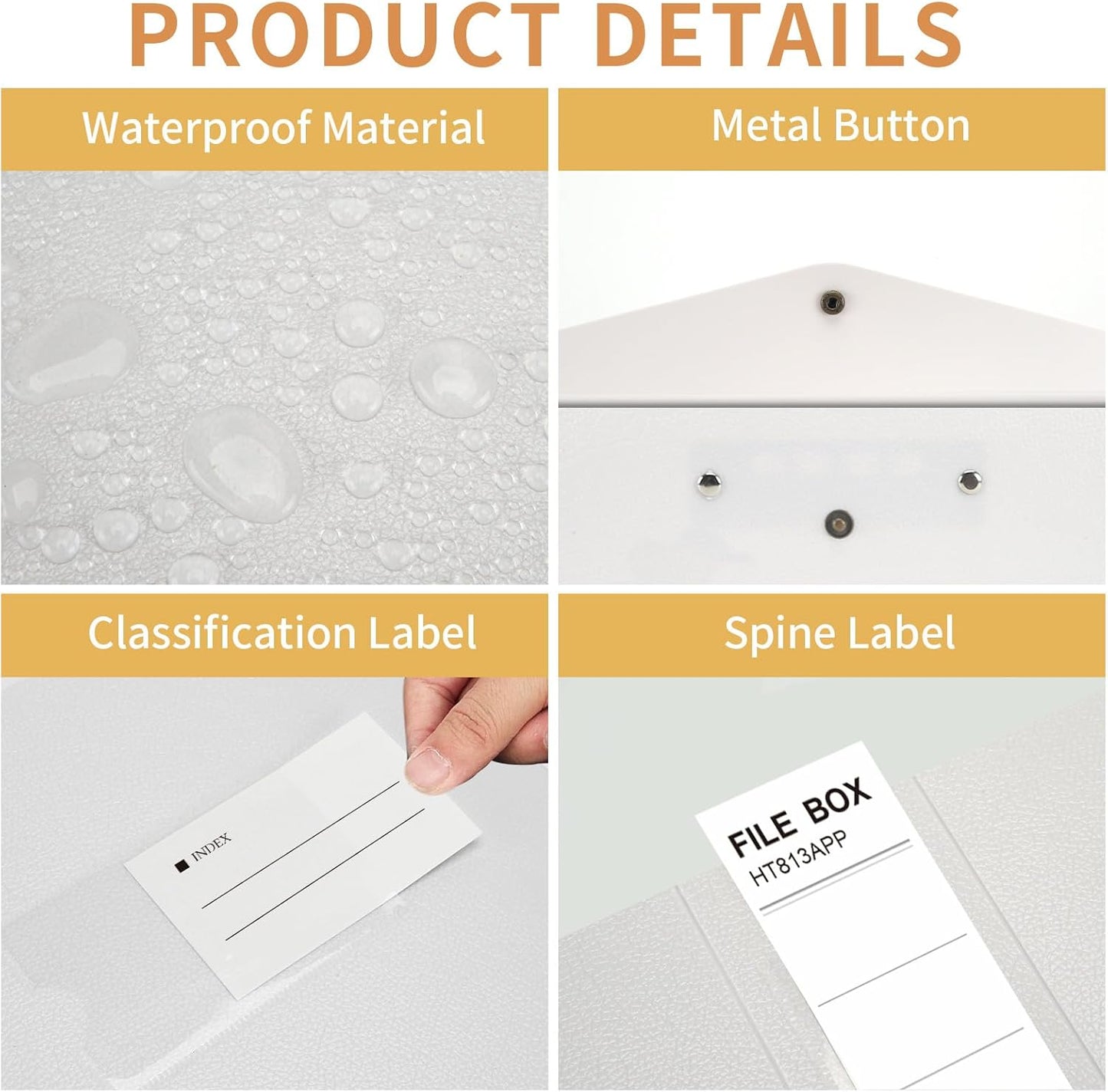 HUA JIE 2 Pack A4 Storage File Boxes Archives Case,65mm Spine,Box File Document Storage Box with Metal Clip for Office School -White