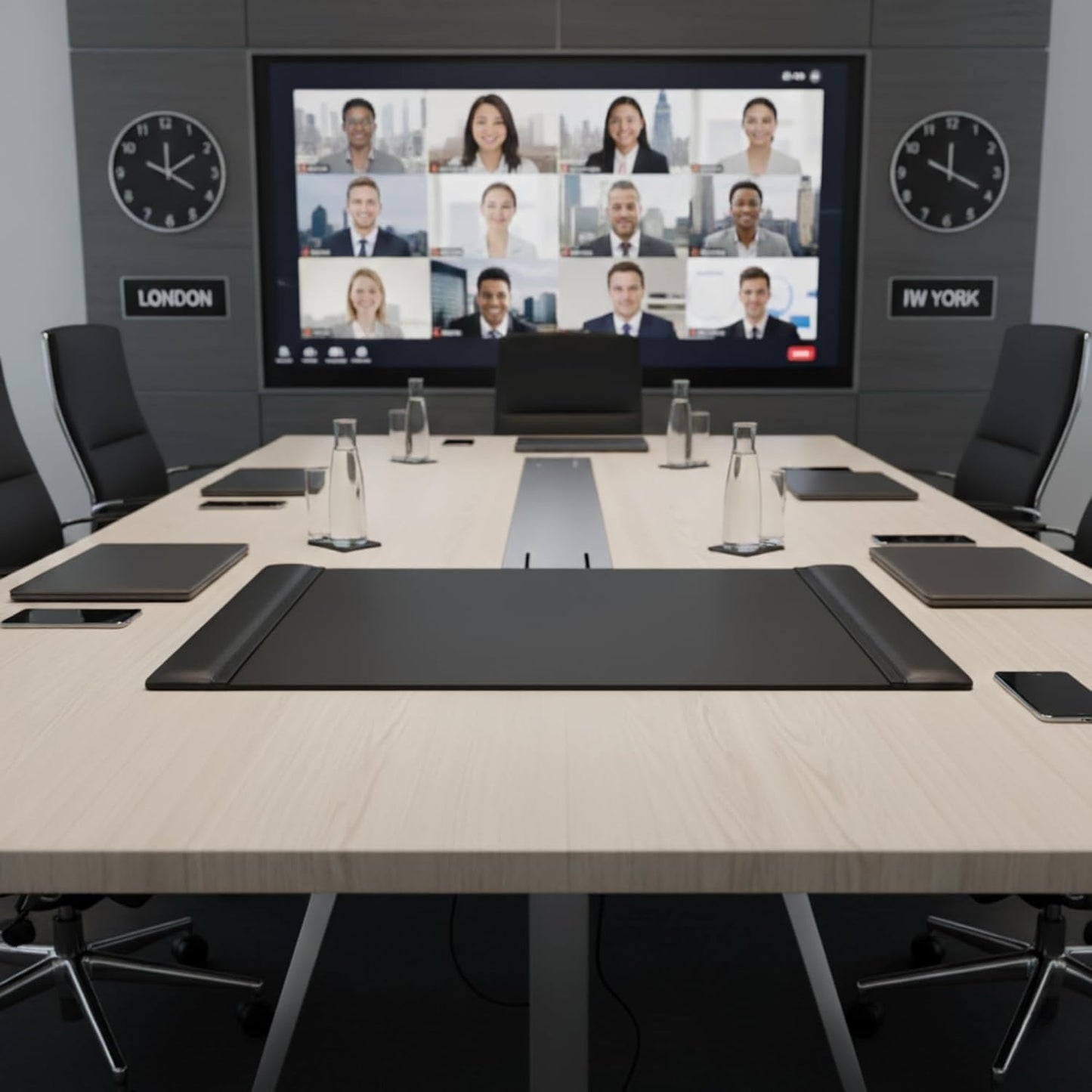 Dacasso Black Leather 38" x 24" Side-Rail Desk Pad