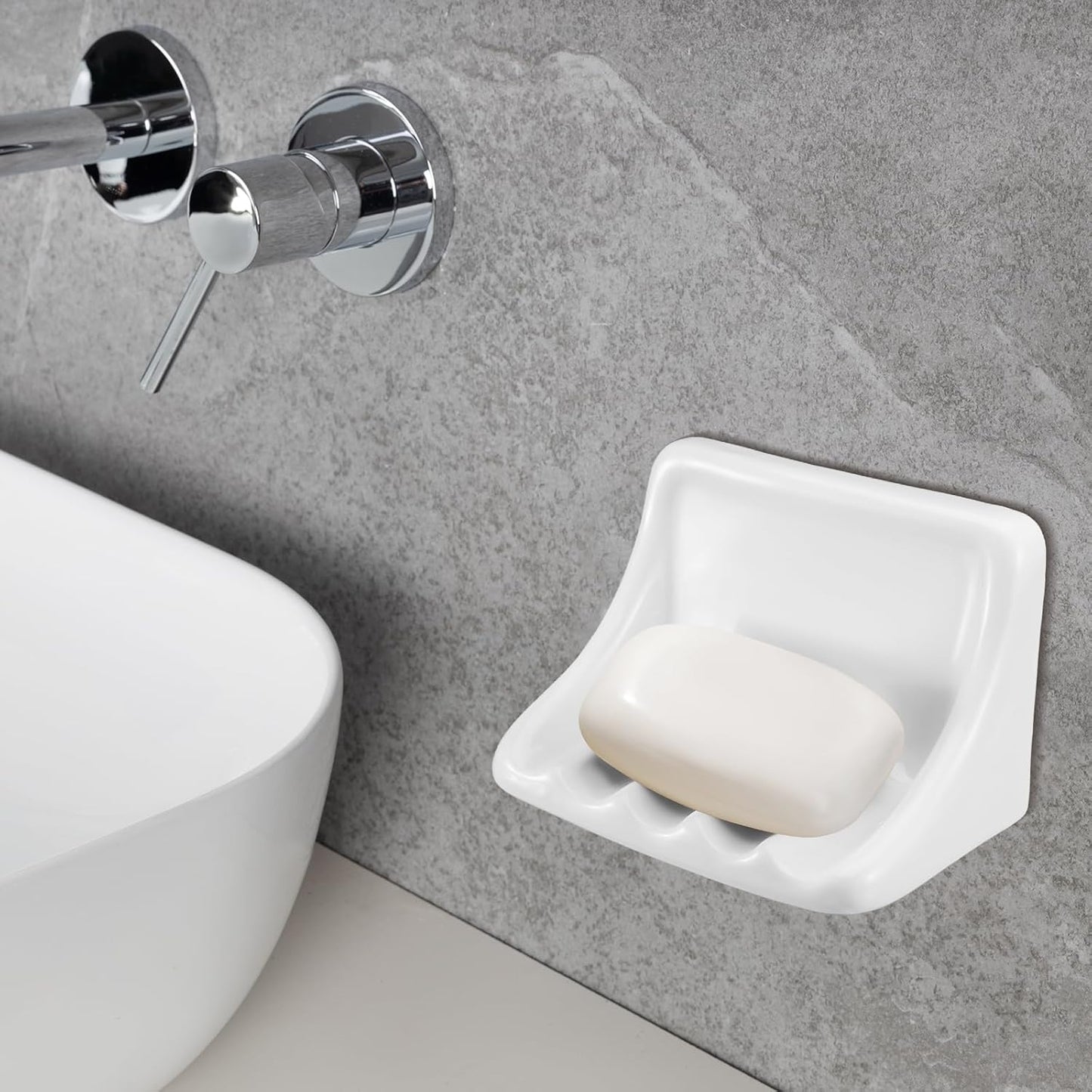 6.75 x 4.7 Inches White Vintage Ceramic Soap Dish Retro Ceramic Holder Porcelain Soap Tray for Home Bathtub Bathroom Shower Accessories Easy to Clean