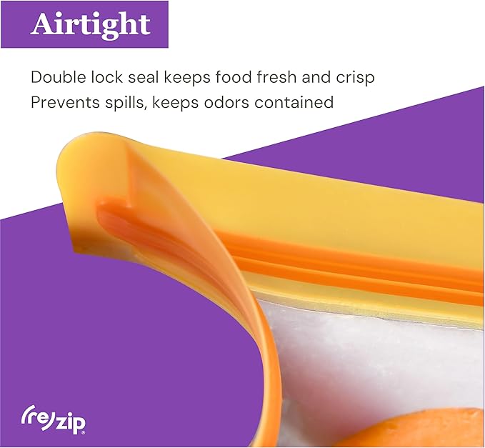 (re) zip 5-Piece Stand-Up Pack n Go Reusable Bag Kit, BPA-Free, Food Grade, Leakproof, Freezer and Dishwasher Safe, Quart (1), 2-Cup (2), Snack (2) - Aqua