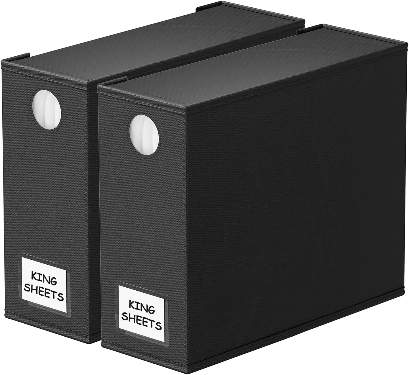 SpaceAid 2 Pack Bed Sheet Organizers and Storage, Foldable Sheet Organizer for Linen Closet, Sheets Set Folder Keeper with Window XL (Queen & King Size) Organizing Bedding Container, Black