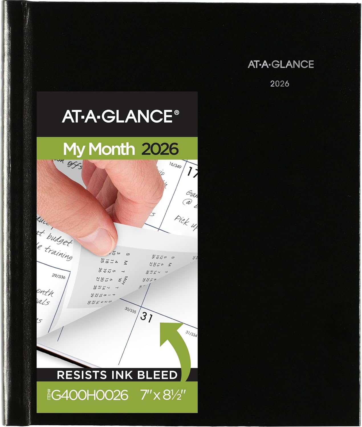 AT-A-GLANCE 2026 Planner, Monthly, 7" x 8-1/2", Medium, Hardcover, DayMinder, Black (G400H0026)