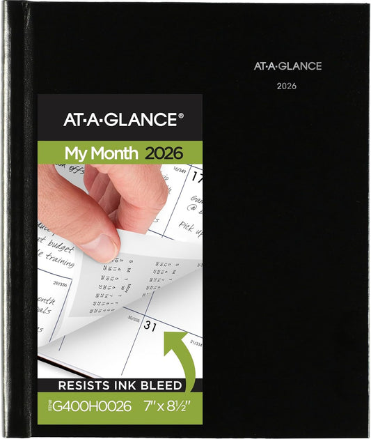 AT-A-GLANCE 2026 Planner, Monthly, 7" x 8-1/2", Medium, Hardcover, DayMinder, Black (G400H0026)
