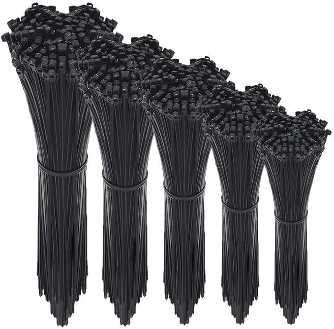 Cable Zip Ties,500 Packs Self-Locking 4+6+8+10+12-Inch Width 0.16inch Nylon Cable Ties,Perfect for Home,Office,Garage and Workshop (Black)