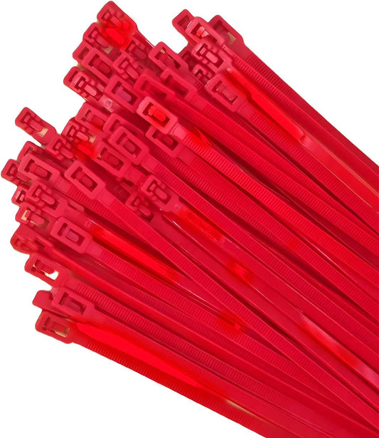 25 Count 10 Inch Reusable Cable Ties Red – Heavy Duty Releasable Zip Ties, 36 LBS for Electronics, Gardening, and Multi-Purpose Bundling