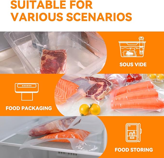 [2024 New] 6 Pack 8" x 20' and 11" x 20', Vacuum Sealer Rolls Bags for Food, Great for Food Storage, Sous Vide and Meal Prep, Wevac Lite