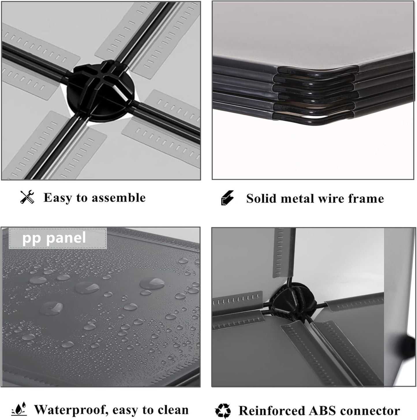 AWTATOS Cube Storage Organizer Closet Storage Cubes Shelves Bookshelf Clothes Organizer DIY Plastic 12 Cube Shelves for Home, Bedroom, Grey ULPZ022