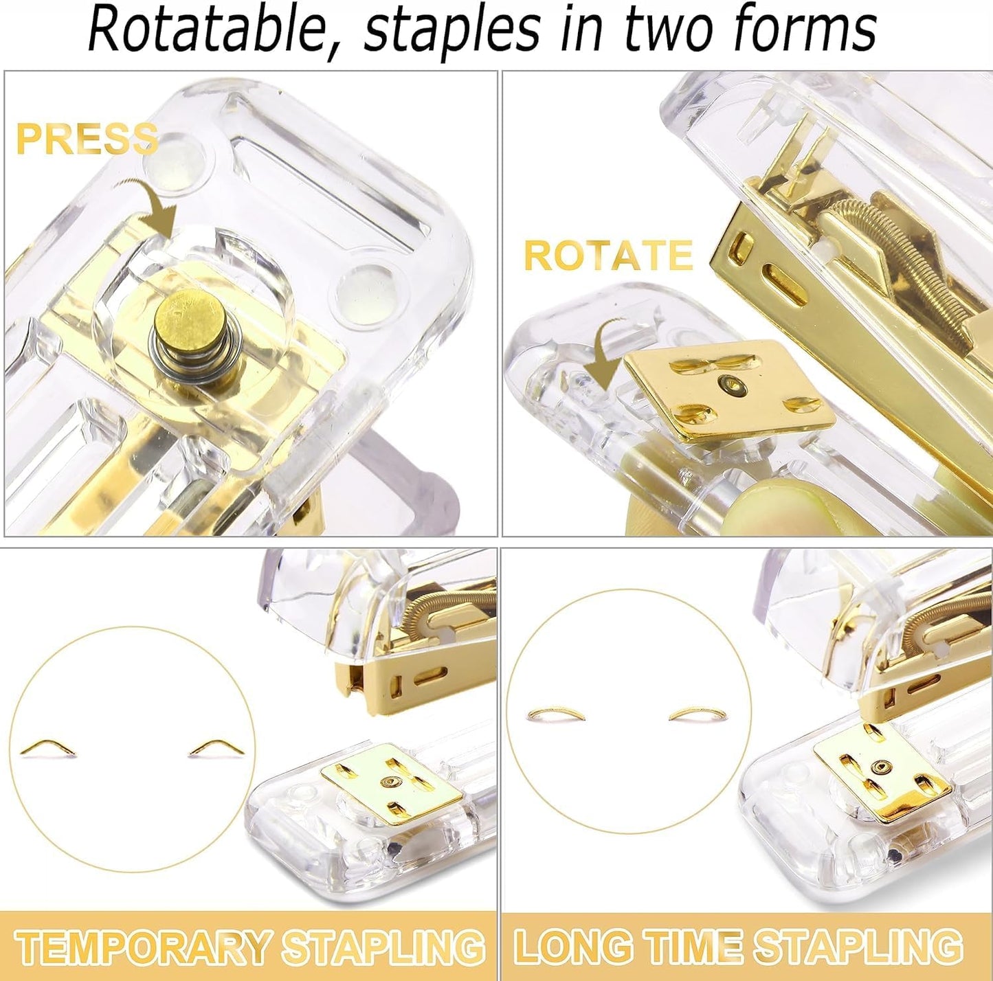 Desk Organizers and Accessories Set with 360-Degree Rotating Pen Holder, Acrylic Stapler, Tape Holder, Staple Remover, Binder/Paper Clips Kit, Scissor and 1 Box of Staples