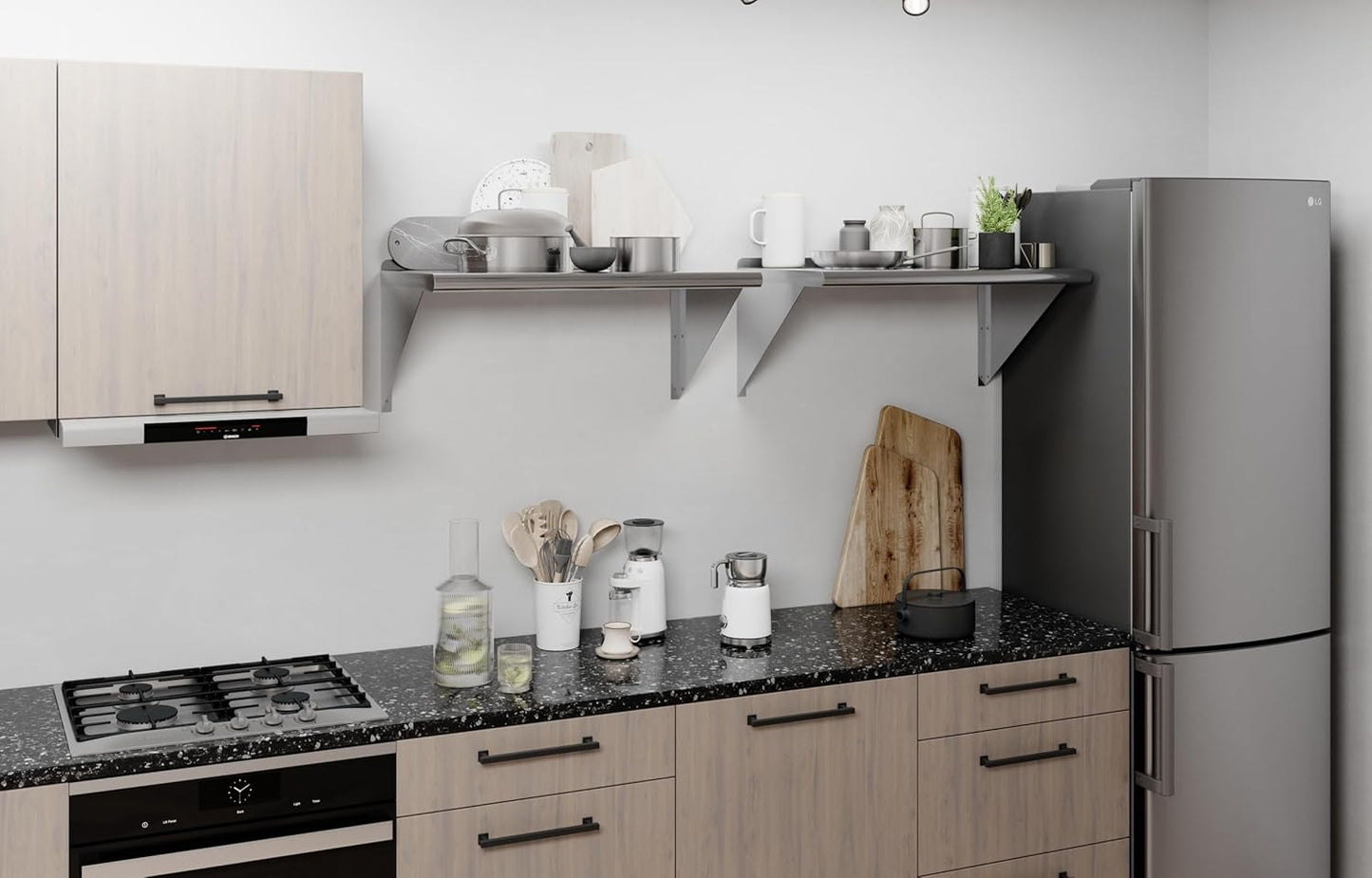 AmGood 30" Long X 18" Deep Stainless Steel Wall Shelf | NSF Certified | Appliance & Equipment Metal Shelving | Kitchen, Restaurant, Garage, Laundry, Utility Room