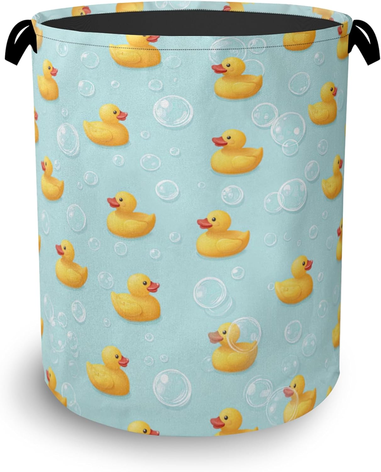 Cute Duck Laundry Basket,Foldable with Handles Tote Bag Oxford Cloth for Bathroom Bedroom Dirty Clothes Storage Bucket 16" x 20.8"