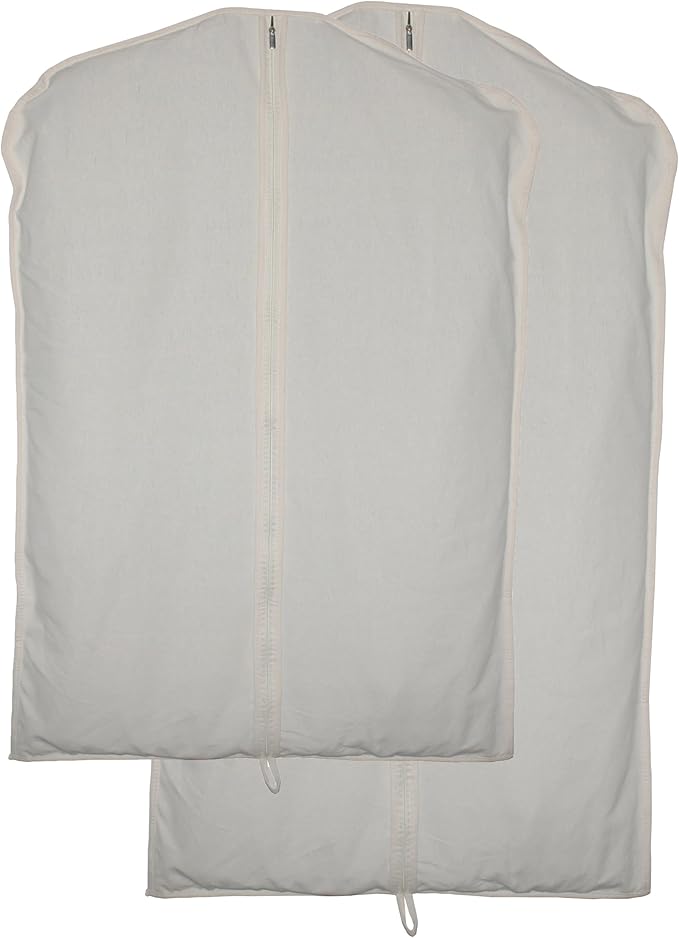 100% cotton canvas garment bags for closet storage and travel suit bags for clothes, coats, jackets, shirts, dresses suit garment cover for hanging clothes storage (24x40''&24x59'')