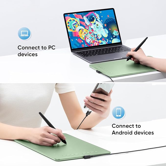 XPPen Deco 01 V3 Drawing Tablet 10x6.25 Graphics Tablet Digital Drawing Tablet for Chromebook with 16384 Levels Pressure Battery-Free Stylus and 8 Shortcut Keys (Green)