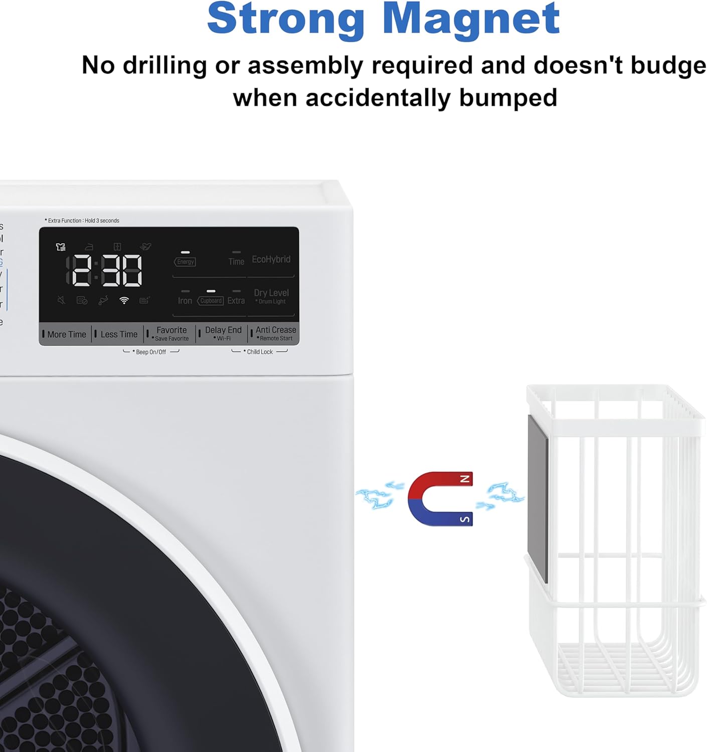 Dryer Ball Holder, Thipoten Magnetic Dryer Ball Storage for Laundry Room, Perfect Space Saver for Holding Dryer Balls of Various Sizes (White)