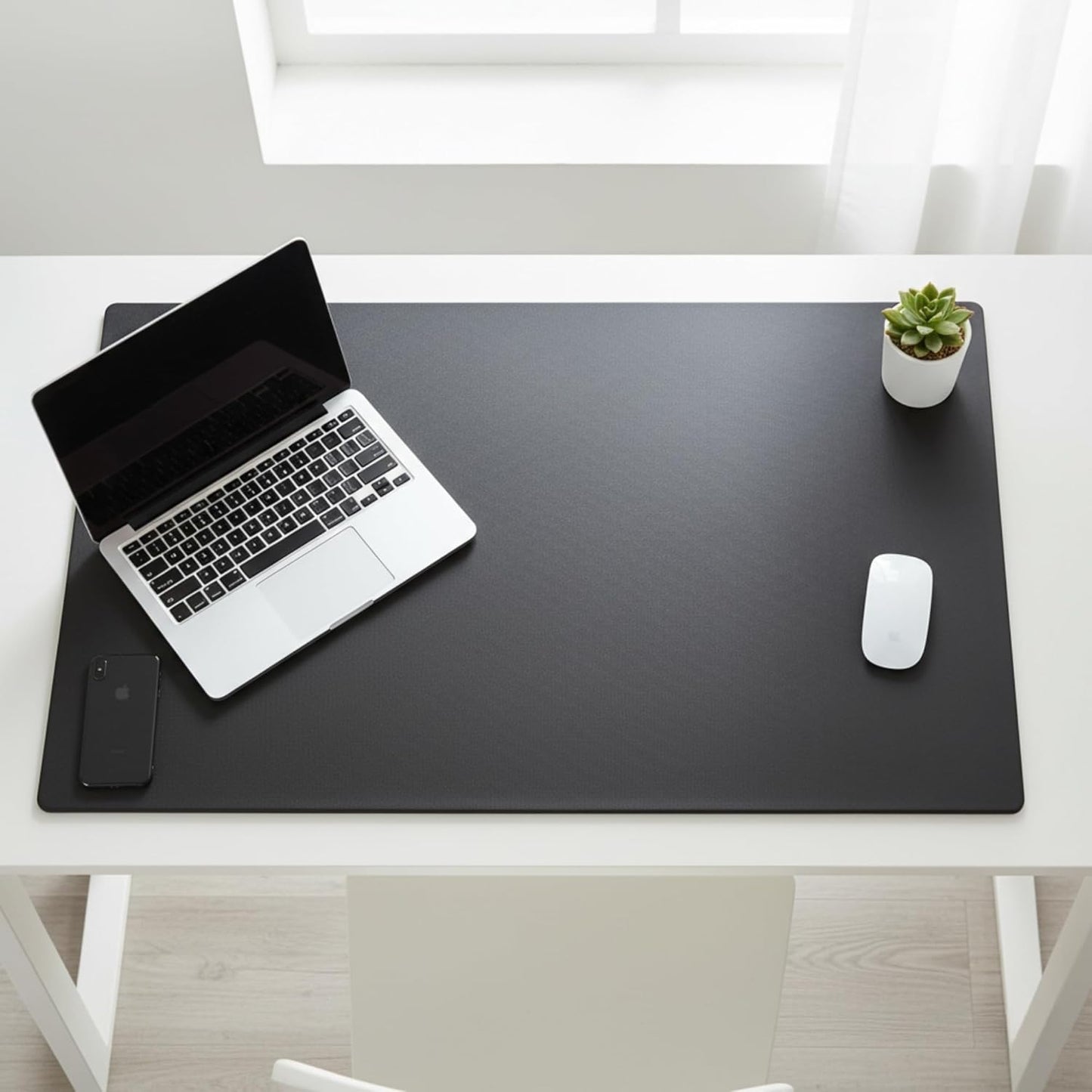 Dacasso Black Leatherette 38" x 24" Without Rails Desk Mat, 38 by 24-Inch, Model:P1032