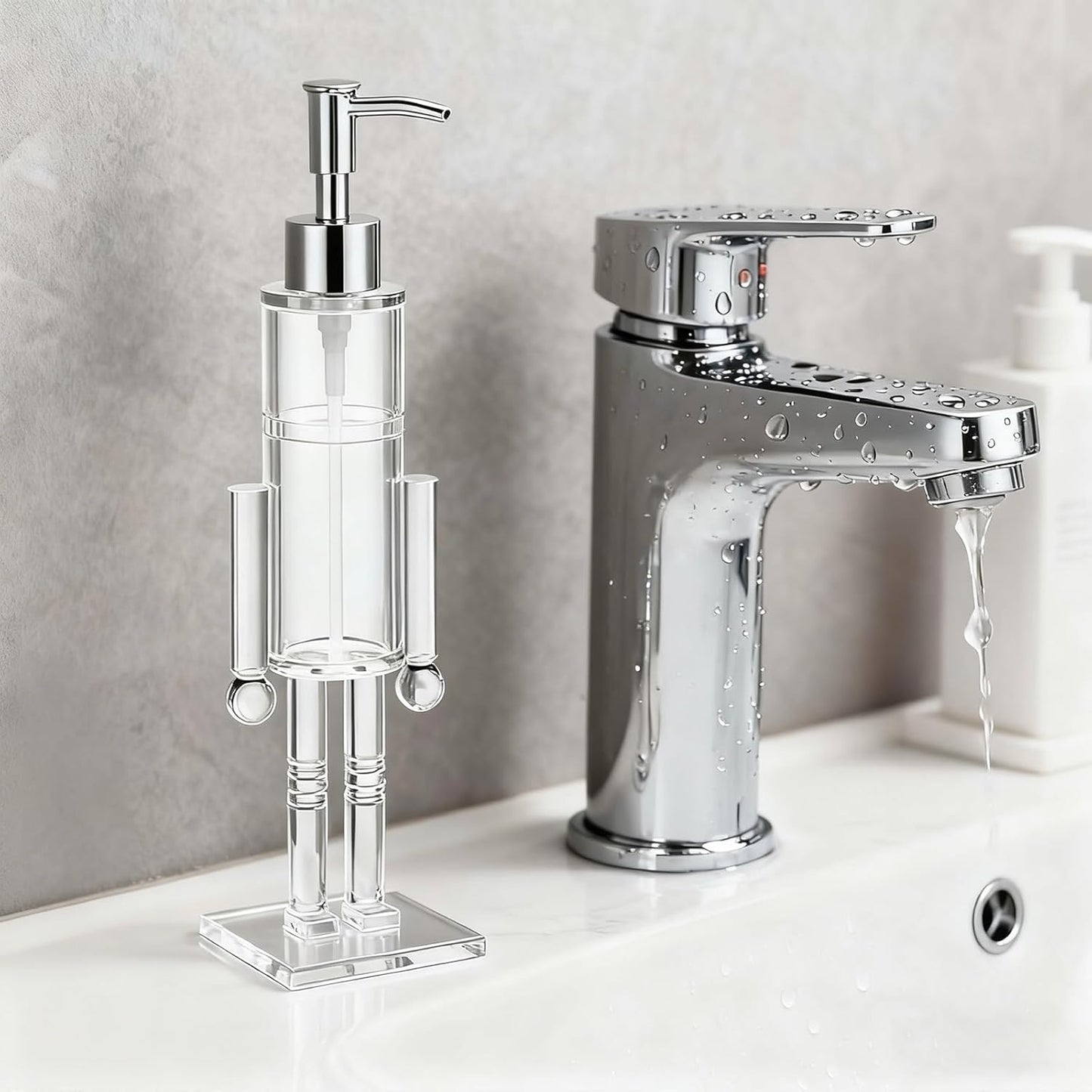 Clear Nutcracker Soap Dispenser for Bathroom & Kitchen – Refillable Acrylic Christmas Hand Soap Pump Bottle Holiday Décor Gift (2 pcs)