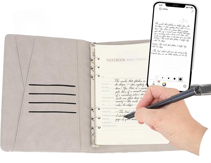 Digital Smart Pen and Notebook, Real Time Sync for Digitizing, Convert to Text, Offline Storage, Sharing Paper Notes, Smartpen Writing Set for Phones, Tablets, Study Notes (Black)