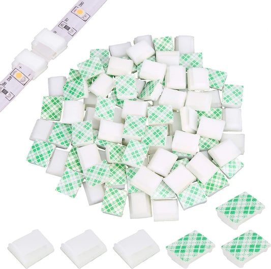 120 PCS Light Strip Mounting Clips White Self Adhesive Led Light Fasteners Mounting Holder Cable Clamp Organizer for 8mm Light Strip (8mm)