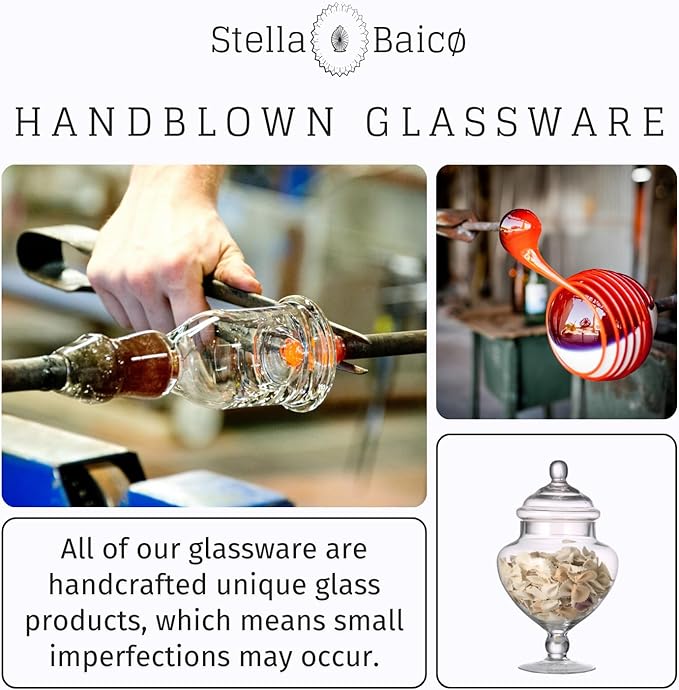 Stella Baic Small Heart-Shaped Glass Apothecary Jars with Lids, Clear, 28 Fl. Oz (9" H x 5" D), Perfect for Candy Buffet, Home Decor, Bathroom Storage, Wedding Party