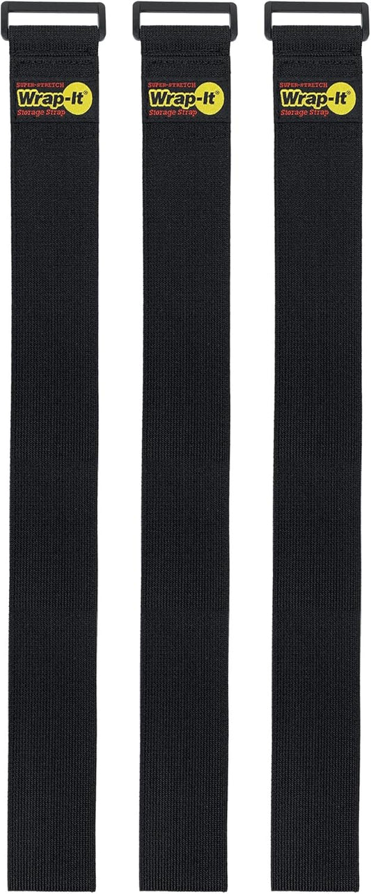 Super-Stretch Wrap-It Storage Straps, 40-in x 2-in (3-Pack) - Elastic Hook and Loop Cinch Straps - Pool Hose and Cable Straps, Garage and RV Storage Accessories