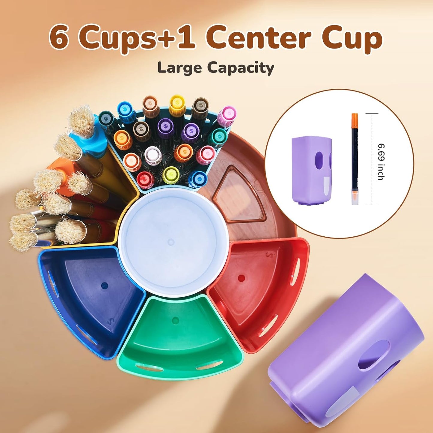 GAMENOTE Rotating Art Supply Storage Organizer, Lazy Susan Office School Supplies for Kids Desk Organizers and Homeschool Supplies Craft Caddy Classroom Organization (Small)