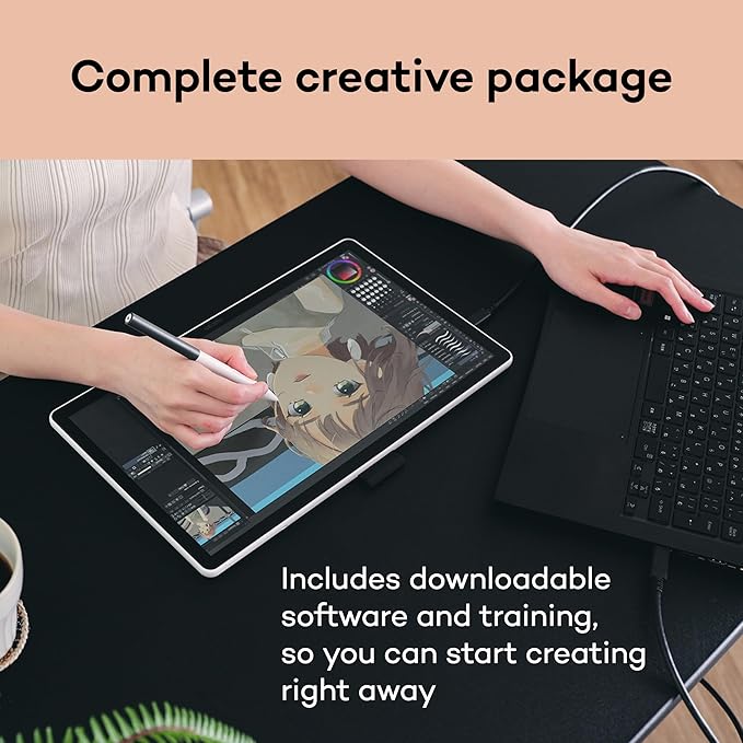 Wacom One 14 Drawing Tablet with Screen, 14” HD Full-Laminated Digital Art Tablet with Creative Software and Training, Graphics Drawing Pad for Mac and Windows