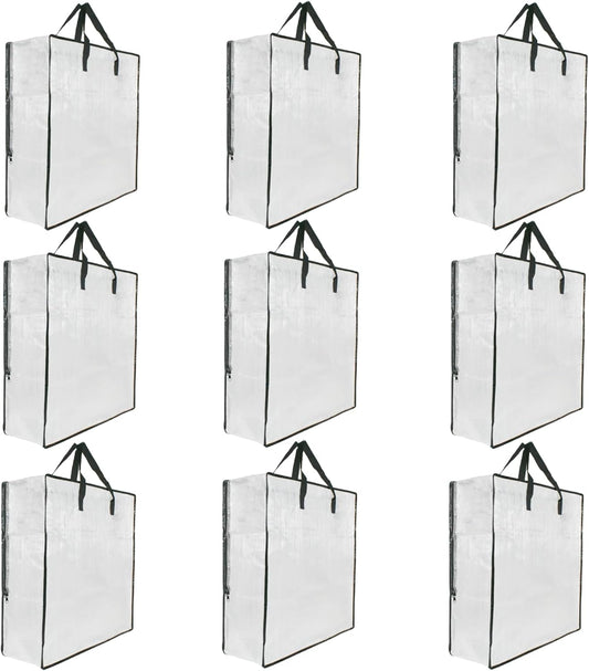 9 Pack Clear Storage Bags with Zipper and Handles, Blanket Bags For Closet Storage, Moving and Packing Supplies for College, Underbed Storage Organizer for Clothes Pillow Bedding Christmas Wreath