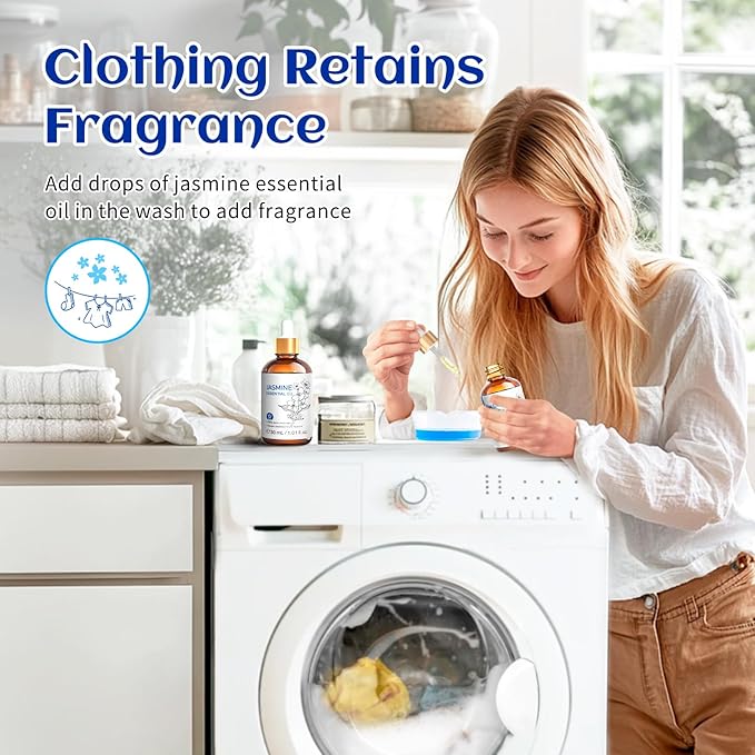 HIQILI 1 Fl Oz Jasmine Essential Oil, 100% Pure Natural for Diffuser, Hair, Skin, Perfume Making - 30ml