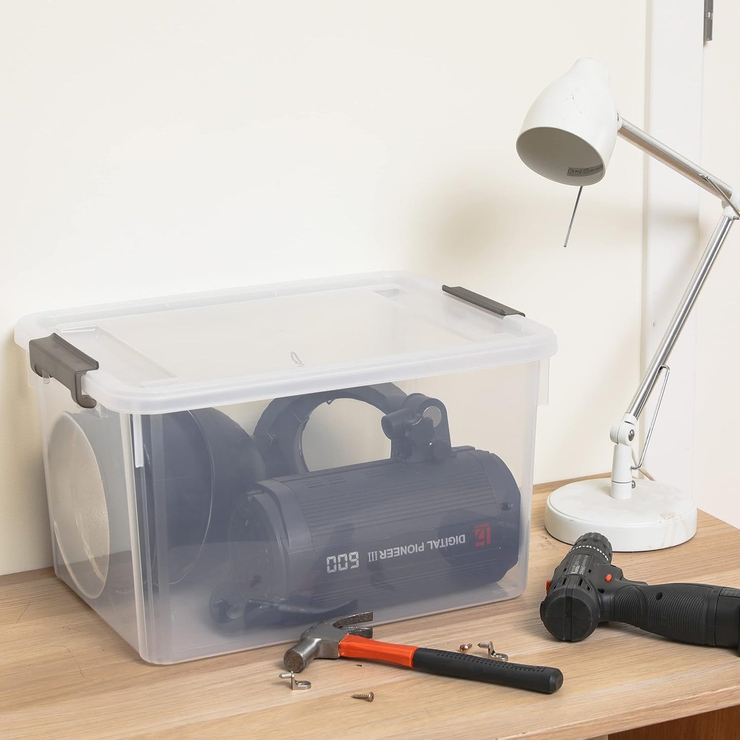 Citylife 6 Packs 32 QT Plastic Storage Bins with Lids Large Stackable Storage Containers for Organizing Clear Storage Box for Garage, Closet, Kitchen