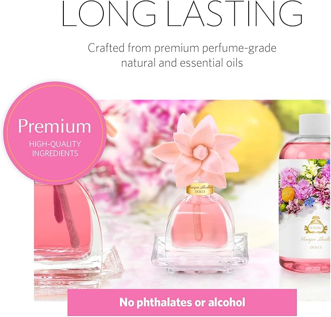 AGRARIA PetiteEssence Flower and Reed Diffuser Set, Hand Crafted Sola Flower Botanical Home Fragrance Set, Scented Oil Gift for All Occasions