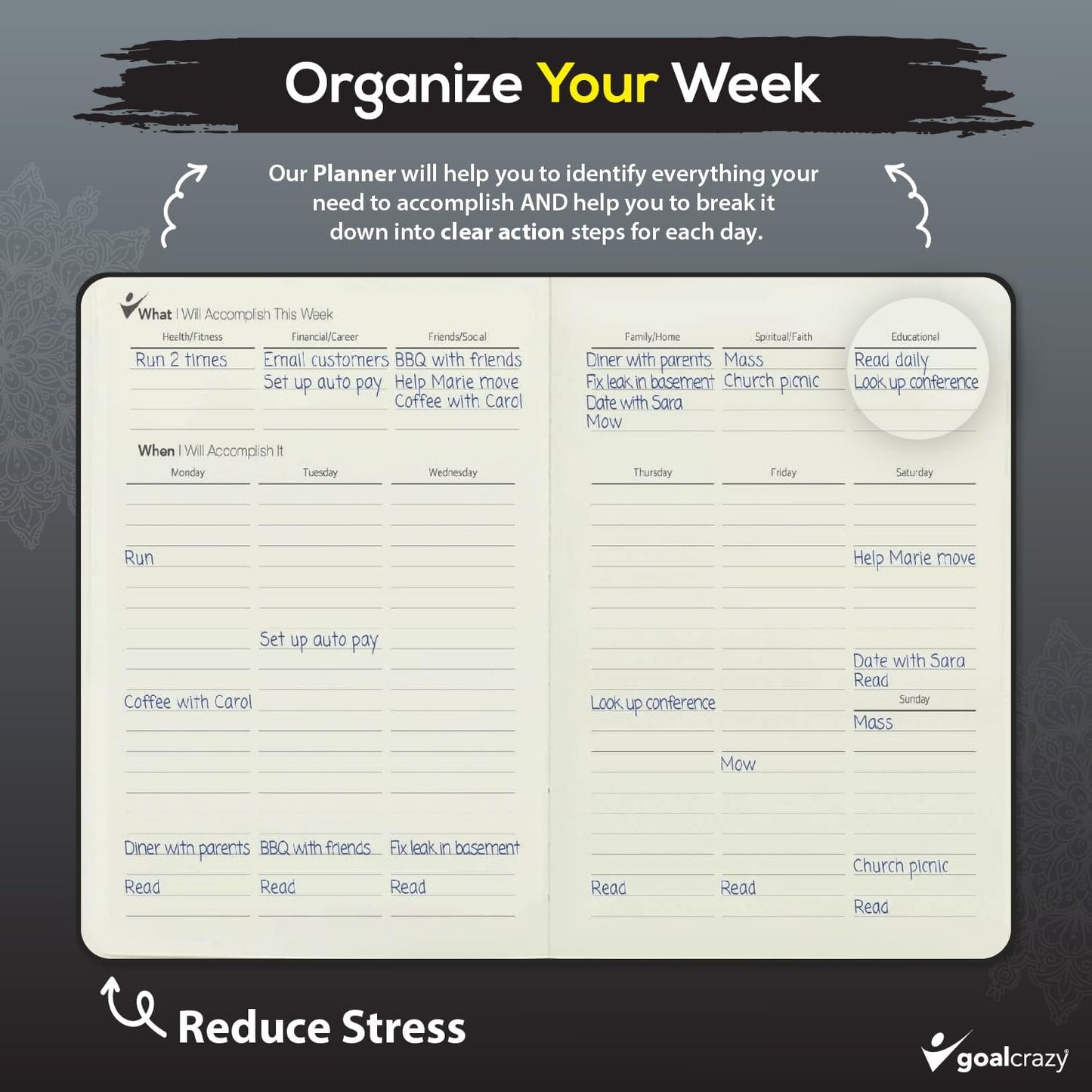 Undated Planner – 90 Day Guided Journal & Productivity Organizer, A5 Daily & Weekly Planner 2025 2026 with Goal Setting, Habit Tracker, To Do List, Academic & Work Calendar, Leather Hardcover - Black