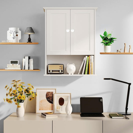Bathroom Medicine Cabinet - Toilet Cabinet - Wall Mounted Cabinet - Multi Scene Wall Cabinet Storage Solution (Suitable for Bathroom, Kitchen, Living Room; White, Easy to Install)