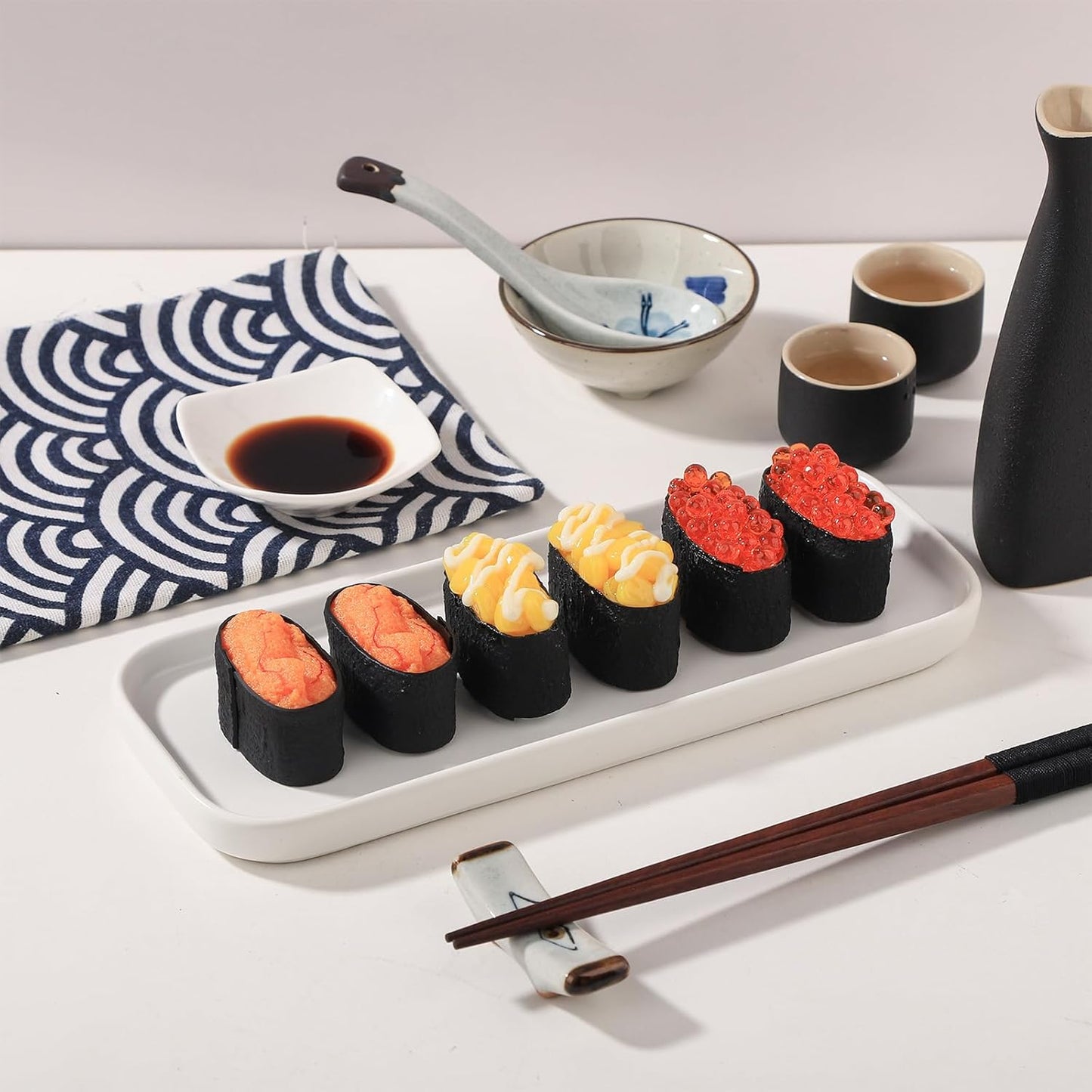 VanEnjoy Ceramic Tray for Kitchen Counter, White Vanity Tray for Bathroom Counter, Long Narrow Tray for Soap Bottles