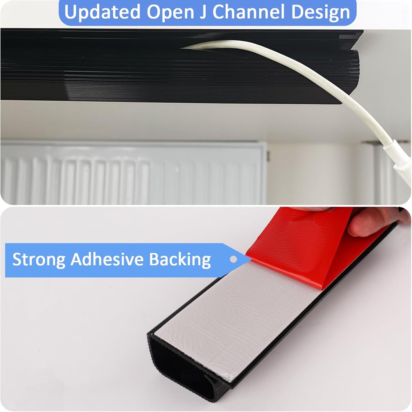 3 Pack Self-Adhesive Under Desk Cable Organizer, Under Desk Wire Hider, Cord Management, Black