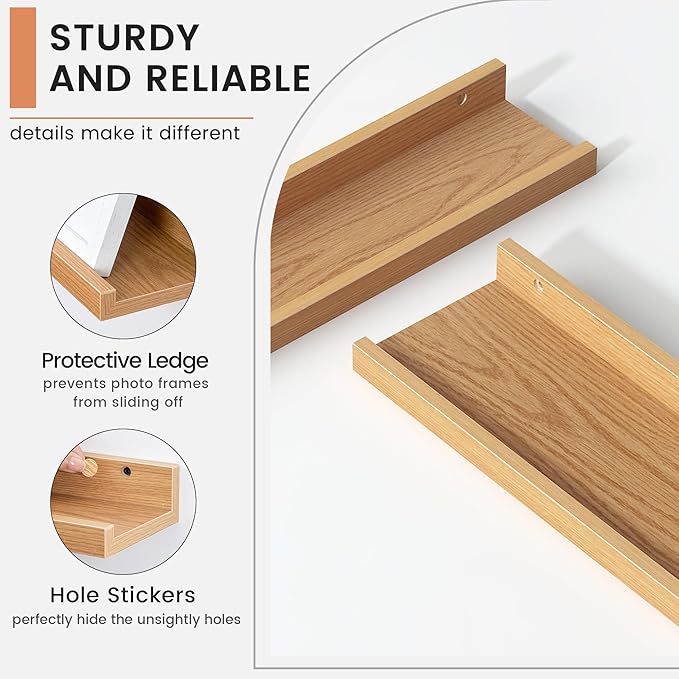 Floating Picture Ledge Shelves Set of 4, 56 Inch Long Large Nursery Book Shelf for Toys Storage Kids Bookshelf Wall Mounted Living Room Bedroom Decor Frames