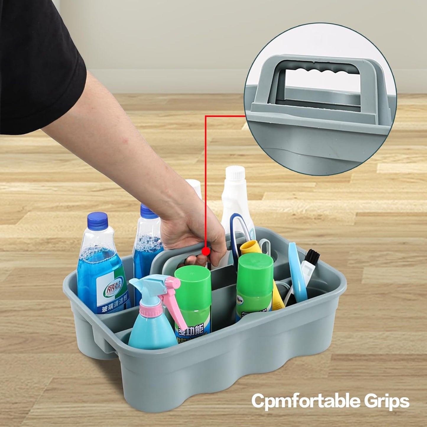 6-Pack Plastic Shower Caddy Tote, Portable Storage Caddy Basket Organizer with Handle, Commercial Caddy Tray Tool Organizer Bucket