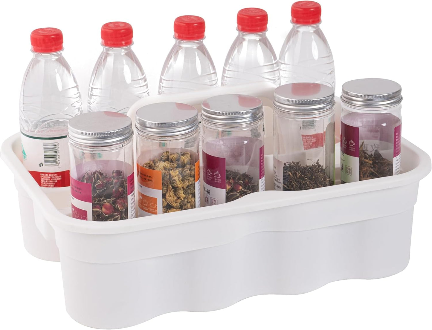 Matthew 5 Pack Large Plastic Tote Tool & Deluxe Supply Cleaning Caddy with Handle Portable Shower Basket Storage Caddy for Cleaning Products,Take-Out Drink,Bathrooms - White