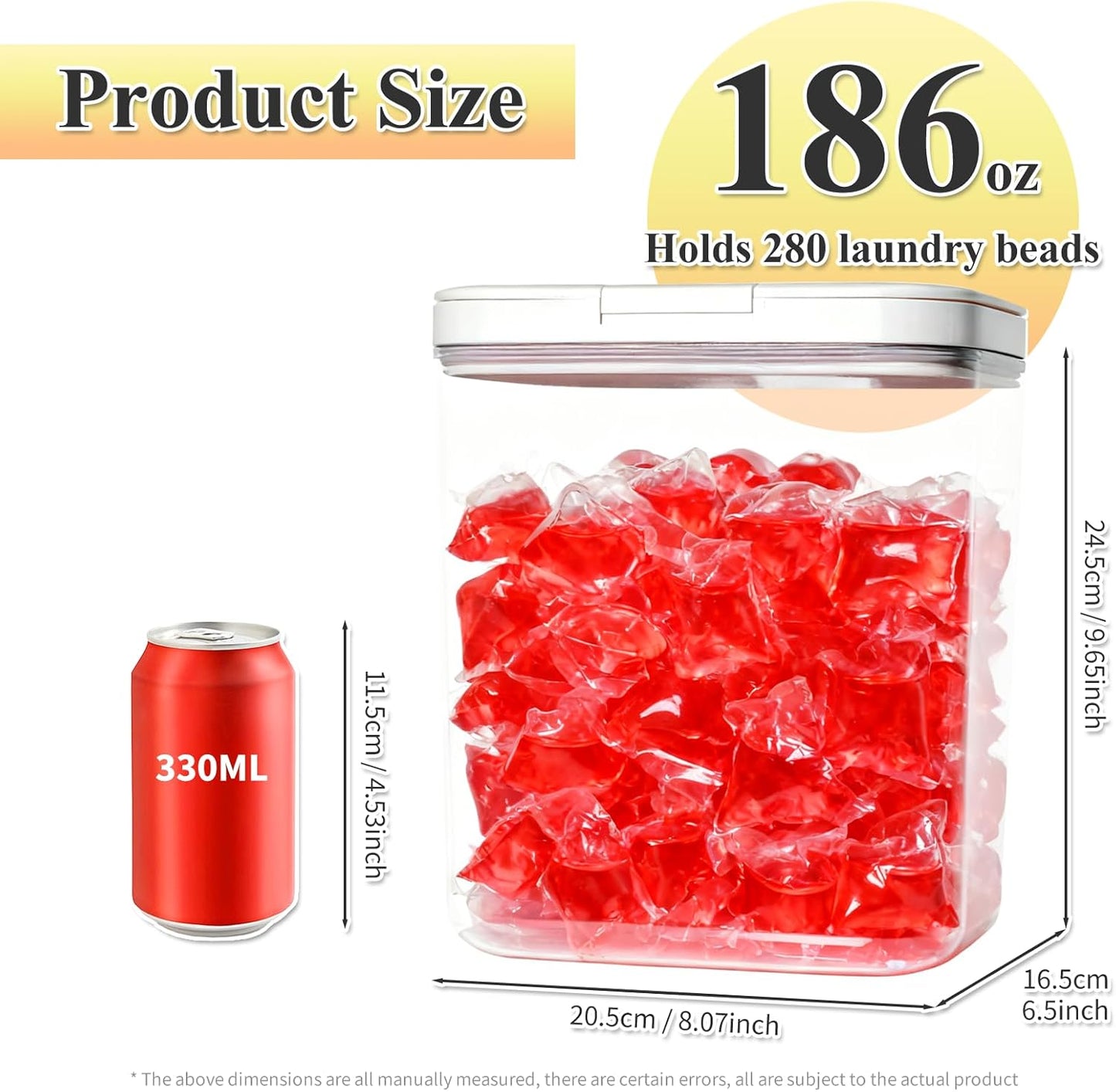 Gute Laundry Pod Holder with Lid - 186oz Sealed Automatic Pop-Up Dispenser, Laundry & Dishwasher Pods for Laundry Room Organization-5.5L