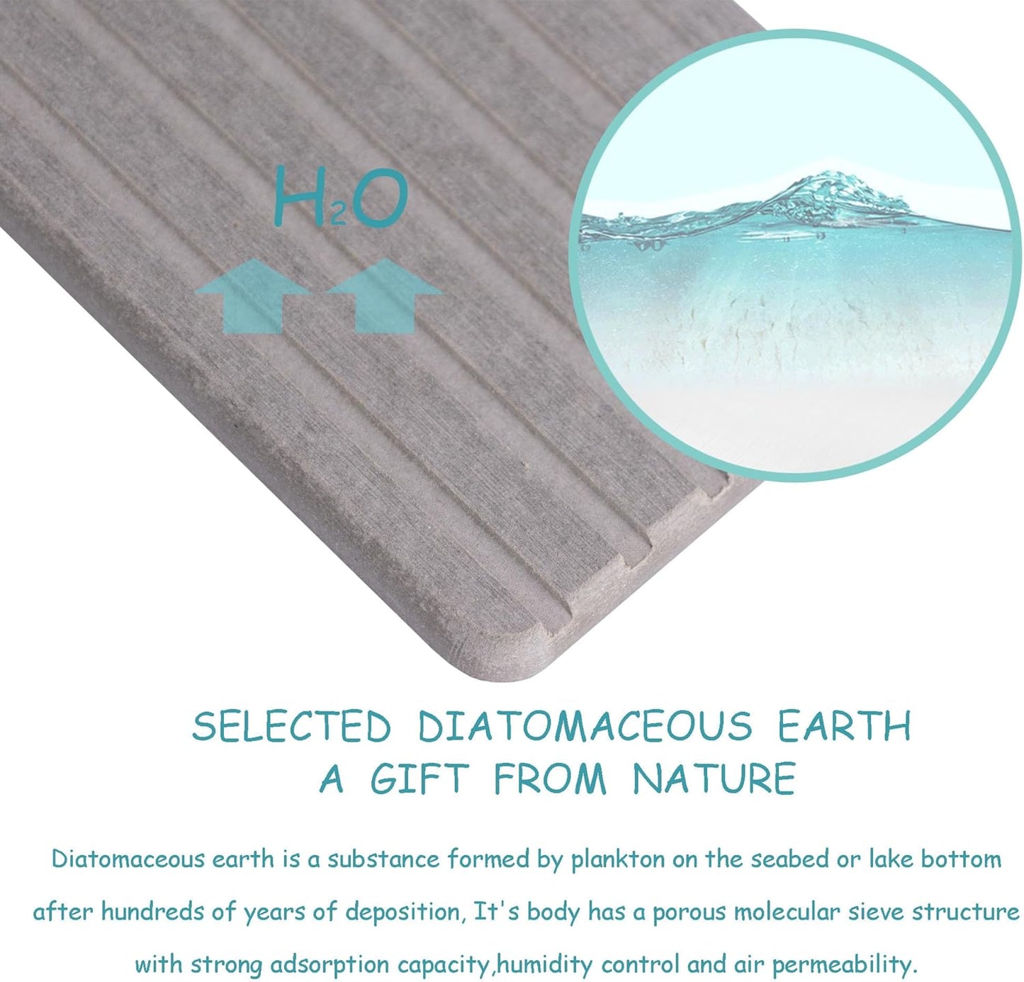 2 PCS Water Absorbent Diatomite Coasters Rectangle, Grooved Design, Water Absorbing Stone Used for Hand Soaps & Plants & toiletries in The Modern Home